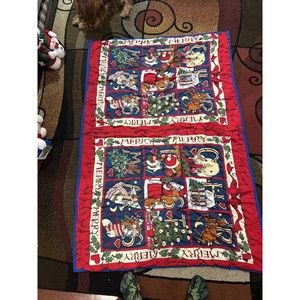 HANDMADE MACHINE QUILTED Quilt LAP CHRISTMAS HOLIDAY BLANKET BABY CRIB 41x63